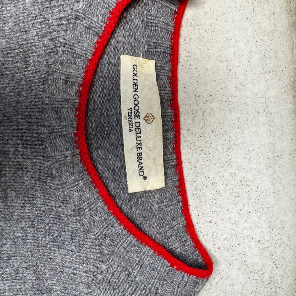 Golden Goose Deluxe Brand Men’s Wool Sweater – Gray with Red Trim (Size XL) - Picture 6 of 8